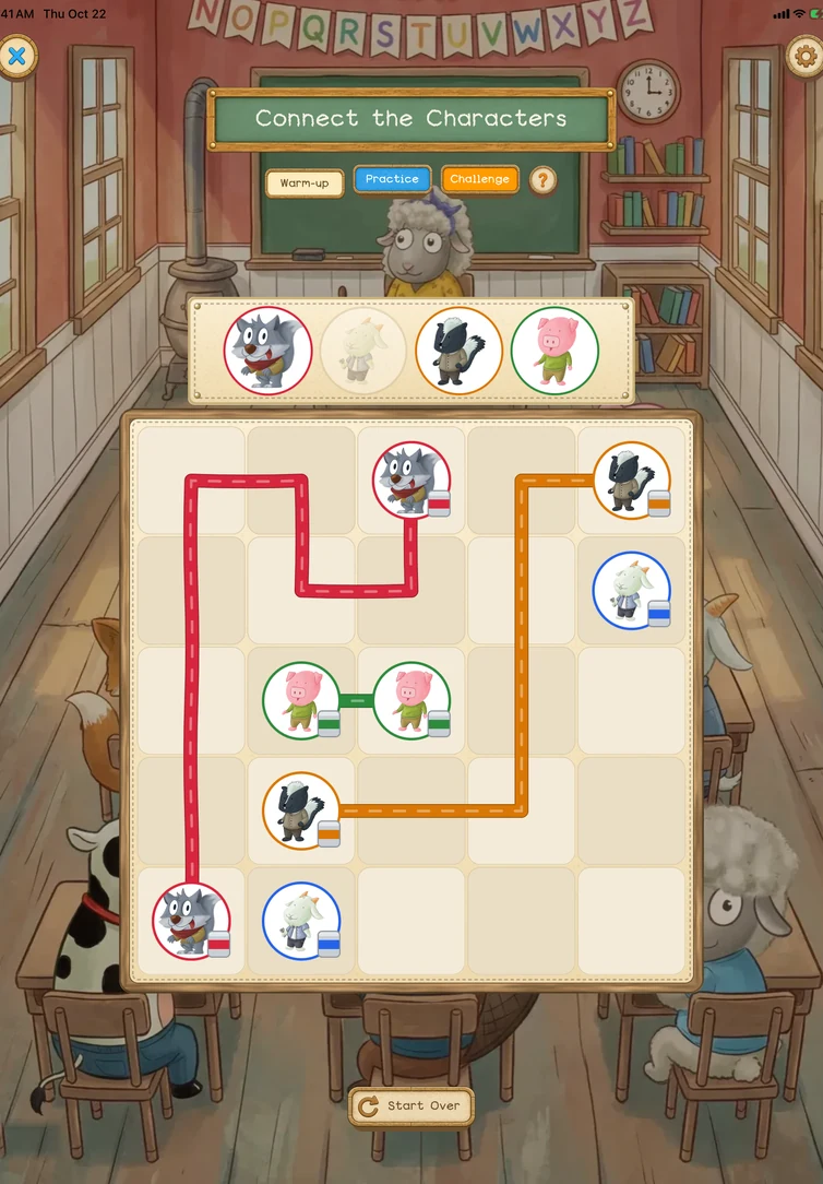 Connect the Characters path puzzle in the schoolhouse